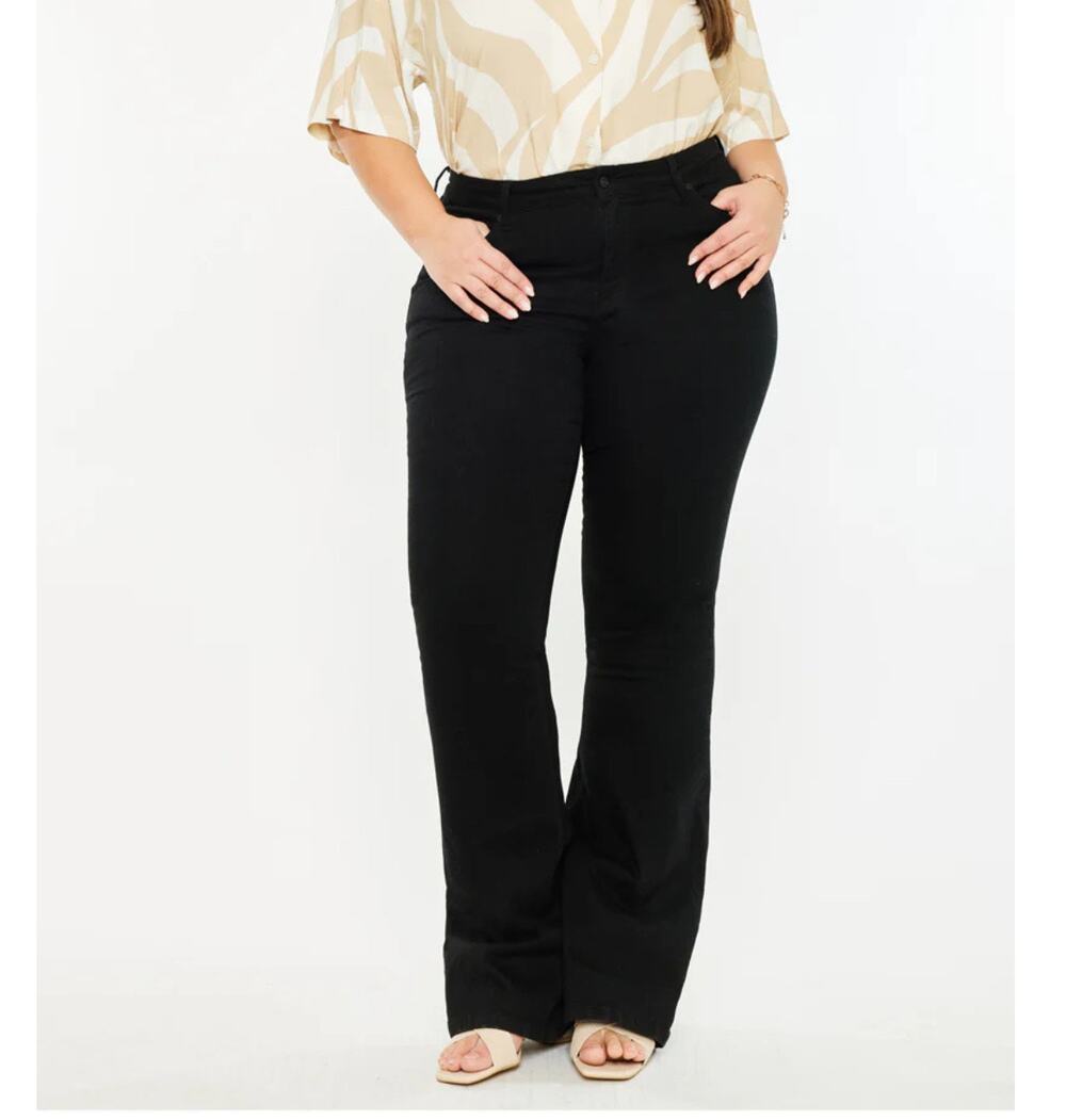 KANCAN Jeans Size 16W Denim Black NWT Mid Rise Cotton Stretch Flare Curvy Plus